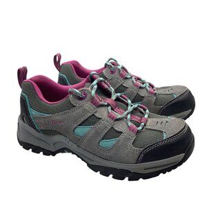 L.L. Bean Girl Trail Shoes Size 5 Gray Pink Hiking Sneakers Suede
